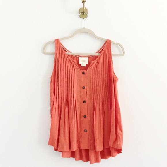 Anthropologie Tops - Anthropologie Saona Pleat Button Swing Tank